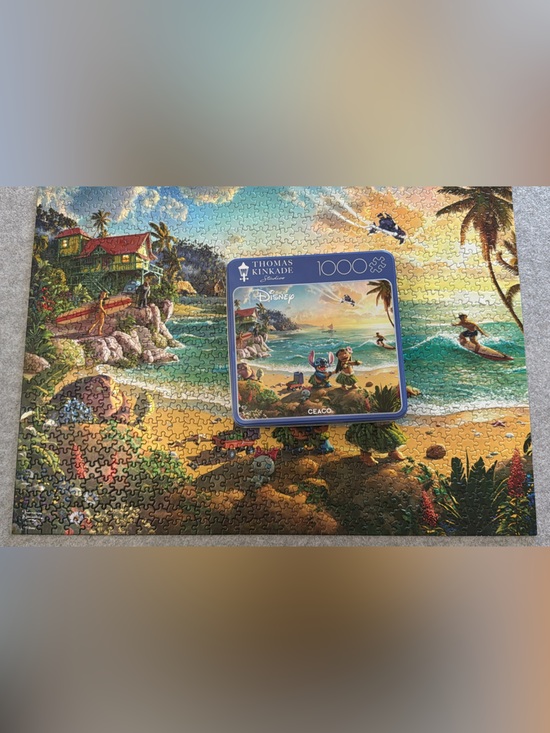 Disney Other - Disney Lilo & Stitch 1000pc Puzzle Thomas Kinkade Ceaco Complete Tin